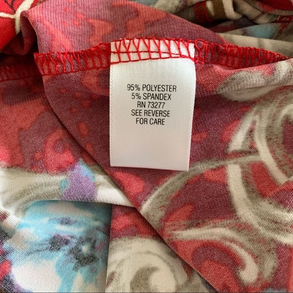 Dana Buchman Vintage y2k Inspired Red Floral Ornate Long Sleeve Blouse Small - Picture 7 of 8